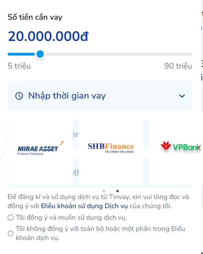 hạn mức vay nhanh tinvay